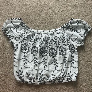 American Eagle Outfitters Floral Embroidered Crop Blouse